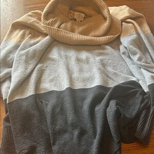 Colorblock Soft Cowl Neck Sweater